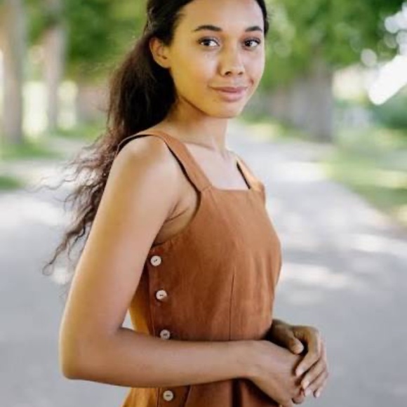 Son de Flor Pinafore Dress - Like New Warm Brown - Picture 3 of 9